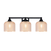 Toltec Paramount 22.75in 3-Light Bath Bar | Modern Matte Black Steel and Amber Textured Glass | Bathroom Vanity Light | 22.75 x 8.5 x 7.5 in | Model 3423-MB-4613