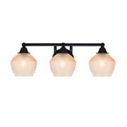 Toltec Paramount 23in 3-Light Bath Bar | Matte Black Steel and Amber Textured Glass | Bathroom Vanity | 22.75 x 8 x 7.5 in | Model 3423-MB-4623
