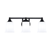 Toltec Paramount 3-Light Bath Bar | Modern Matte Black and White Opal Glass | Bathroom Vanity & Powder Room | 7.25 x 7.75 in | Model 3423-MB-5031