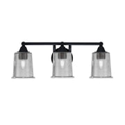 Toltec Paramount 3-Light Bath Bar | Modern Matte Black and Smoke Bubble Glass | Bathroom Vanity & Powder Room | 7.25 x 7.75 in | Model 3423-MB-5032