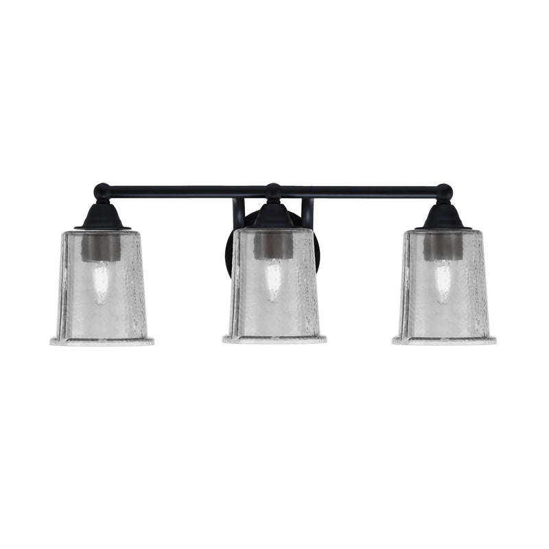 Toltec Paramount 3-Light Bath Bar | Modern Matte Black and Smoke Bubble Glass | Bathroom Vanity & Powder Room | 7.25 x 7.75 in | Model 3423-MB-5032