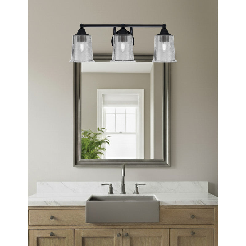 Toltec Paramount 3-Light Bath Bar | Modern Matte Black and Smoke Bubble Glass | Bathroom Vanity & Powder Room | 7.25 x 7.75 in | Model 3423-MB-5032
