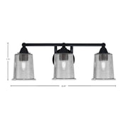 Toltec Paramount 3-Light Bath Bar | Modern Matte Black and Smoke Bubble Glass | Bathroom Vanity & Powder Room | 7.25 x 7.75 in | Model 3423-MB-5032