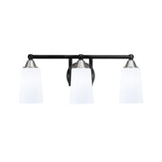 Toltec Paramount 3-Light Bath Bar | Matte Black & Brushed Nickel Steel and White Opal Glass | Bathroom Vanity & Powder Room | 7.25 x 8.75 in | Model 3423-MBBN-261