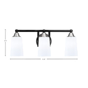 Toltec Paramount 3-Light Bath Bar | Matte Black & Brushed Nickel Steel and White Opal Glass | Bathroom Vanity & Powder Room | 7.25 x 8.75 in | Model 3423-MBBN-261