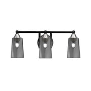 Toltec Paramount 3-Light Bath Bar | Matte Black & Brushed Nickel Steel and Smoke Bubble Glass | Bathroom Vanity & Powder Room | 7.25 x 8.75 in | Model 3423-MBBN-262