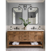Toltec Paramount 3-Light Bath Bar | Matte Black & Brushed Nickel Steel and Smoke Bubble Glass | Bathroom Vanity & Powder Room | 7.25 x 8.75 in | Model 3423-MBBN-262