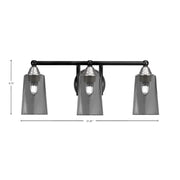 Toltec Paramount 3-Light Bath Bar | Matte Black & Brushed Nickel Steel and Smoke Bubble Glass | Bathroom Vanity & Powder Room | 7.25 x 8.75 in | Model 3423-MBBN-262