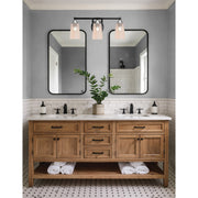 Toltec Paramount 3-Light Bath Bar | Matte Black & Brushed Nickel Steel and Amber Gradient Glass | Bathroom Vanity & Powder Room | 7.25 x 8.75 in | Model 3423-MBBN-263