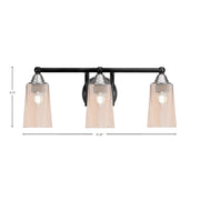 Toltec Paramount 3-Light Bath Bar | Matte Black & Brushed Nickel Steel and Amber Gradient Glass | Bathroom Vanity & Powder Room | 7.25 x 8.75 in | Model 3423-MBBN-263