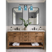 Toltec Paramount 3-Light Bath Bar | Matte Black & Brushed Nickel Steel and Blue Gradient Glass | Bathroom Vanity & Powder Room | 7.25 x 8.75 in | Model 3423-MBBN-265