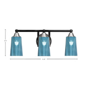 Toltec Paramount 3-Light Bath Bar | Matte Black & Brushed Nickel Steel and Blue Gradient Glass | Bathroom Vanity & Powder Room | 7.25 x 8.75 in | Model 3423-MBBN-265