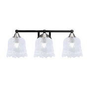 Toltec Paramount 3-Light Bath Bar | Modern Matte Black & Brushed Nickel with Clear Lava Glass | Bathroom Vanity Light | D 8 x H 8.75 in | Model 3423-MBBN-4230