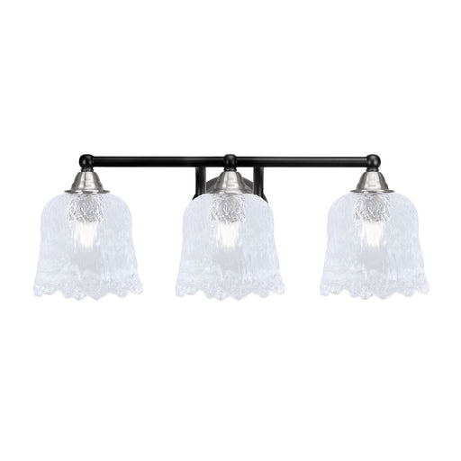 Toltec Paramount 3-Light Bath Bar | Modern Matte Black & Brushed Nickel with Clear Lava Glass | Bathroom Vanity Light | D 8 x H 8.75 in | Model 3423-MBBN-4230