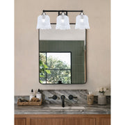 Toltec Paramount 3-Light Bath Bar | Modern Matte Black & Brushed Nickel with Clear Lava Glass | Bathroom Vanity Light | D 8 x H 8.75 in | Model 3423-MBBN-4230