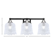 Toltec Paramount 3-Light Bath Bar | Modern Matte Black & Brushed Nickel with Clear Lava Glass | Bathroom Vanity Light | D 8 x H 8.75 in | Model 3423-MBBN-4230