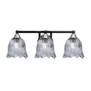 Toltec Paramount 3-Light Bath Bar | Modern Matte Black and Brushed Nickel with Smoke Lava Glass | Bathroom Vanity Lighting | 8 x 8.75 in | Model 3423-MBBN-4232