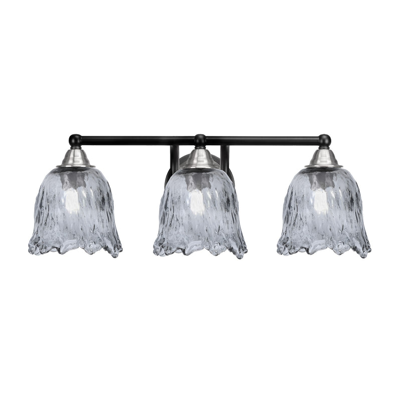 Toltec Paramount 3-Light Bath Bar | Modern Matte Black and Brushed Nickel with Smoke Lava Glass | Bathroom Vanity Lighting | 8 x 8.75 in | Model 3423-MBBN-4232