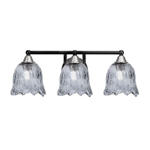 Toltec Paramount 3-Light Bath Bar | Modern Matte Black and Brushed Nickel with Smoke Lava Glass | Bathroom Vanity Lighting | 8 x 8.75 in | Model 3423-MBBN-4232