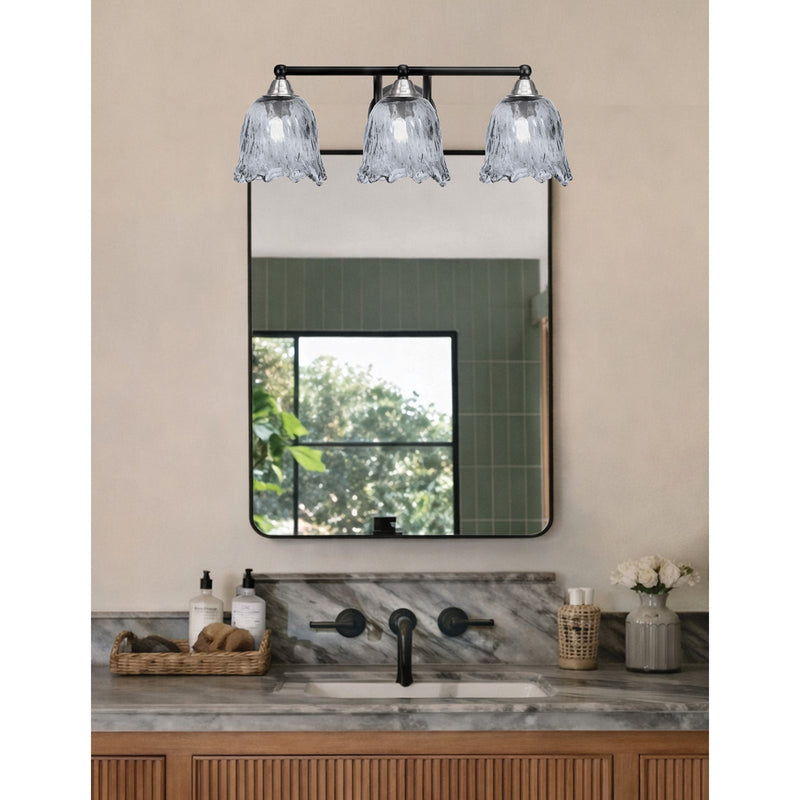 Toltec Paramount 3-Light Bath Bar | Modern Matte Black and Brushed Nickel with Smoke Lava Glass | Bathroom Vanity Lighting | 8 x 8.75 in | Model 3423-MBBN-4232