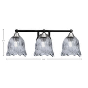 Toltec Paramount 3-Light Bath Bar | Modern Matte Black and Brushed Nickel with Smoke Lava Glass | Bathroom Vanity Lighting | 8 x 8.75 in | Model 3423-MBBN-4232