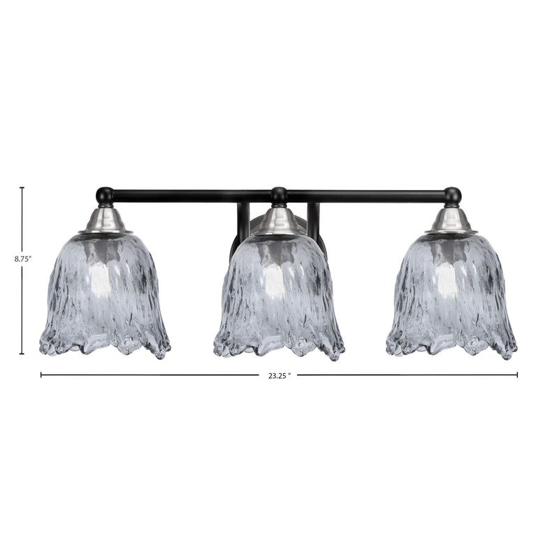 Toltec Paramount 3-Light Bath Bar | Modern Matte Black and Brushed Nickel with Smoke Lava Glass | Bathroom Vanity Lighting | 8 x 8.75 in | Model 3423-MBBN-4232