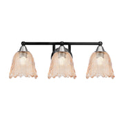 Toltec Paramount 3-Light Bath Bar | Modern Matte Black and Brushed Nickel with Amber Lava Glass | Bathroom Vanity Lighting | 8 x 8.75 in | Model 3423-MBBN-4233