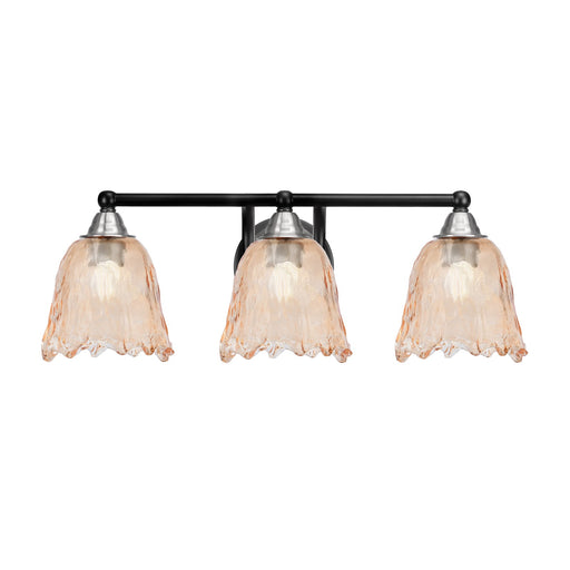 Toltec Paramount 3-Light Bath Bar | Modern Matte Black and Brushed Nickel with Amber Lava Glass | Bathroom Vanity Lighting | 8 x 8.75 in | Model 3423-MBBN-4233