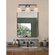 Toltec Paramount 3-Light Bath Bar | Modern Matte Black and Brushed Nickel with Amber Lava Glass | Bathroom Vanity Lighting | 8 x 8.75 in | Model 3423-MBBN-4233