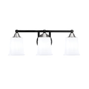 Toltec Paramount 3-Light Bath Bar | Modern Matte Black & Brushed Nickel with White Opal Glass | Bathroom Vanity Light | D 7.25 x H 7.75 in | Model 3423-MBBN-5031