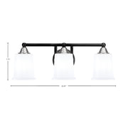Toltec Paramount 3-Light Bath Bar | Modern Matte Black & Brushed Nickel with White Opal Glass | Bathroom Vanity Light | D 7.25 x H 7.75 in | Model 3423-MBBN-5031