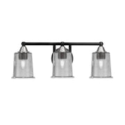 Toltec Paramount 3-Light Bath Bar | Modern Matte Black & Brushed Nickel with Smoke Bubble Glass | Bathroom Vanity Light | D 7.25 x H 7.75 in | Model 3423-MBBN-5032