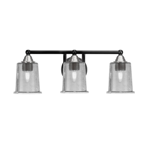 Toltec Paramount 3-Light Bath Bar | Modern Matte Black & Brushed Nickel with Smoke Bubble Glass | Bathroom Vanity Light | D 7.25 x H 7.75 in | Model 3423-MBBN-5032