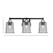 Toltec Paramount 3-Light Bath Bar | Modern Matte Black & Brushed Nickel with Smoke Bubble Glass | Bathroom Vanity Light | D 7.25 x H 7.75 in | Model 3423-MBBN-5032