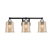 Toltec Paramount 3-Light Bath Bar | Modern Matte Black & Brushed Nickel with Amber Bubble Glass | Bathroom Vanity Light | D 7.25 x H 7.75 in | Model 3423-MBBN-5033