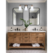 Toltec Paramount 3-Light Bath Bar | Modern Matte Black and Brass with White Opal Glass | Bathroom Vanity Lighting | 7.25 x 8.75 in | Model 3423-MBBR-261