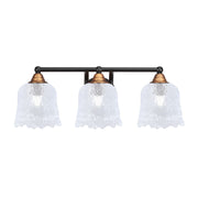Toltec Paramount 3-Light Bath Bar | Modern Matte Black & Brass with Clear Lava Glass | Bathroom Vanity & Powder Room | 8 x 8.75 in | Model 3423-MBBR-4230