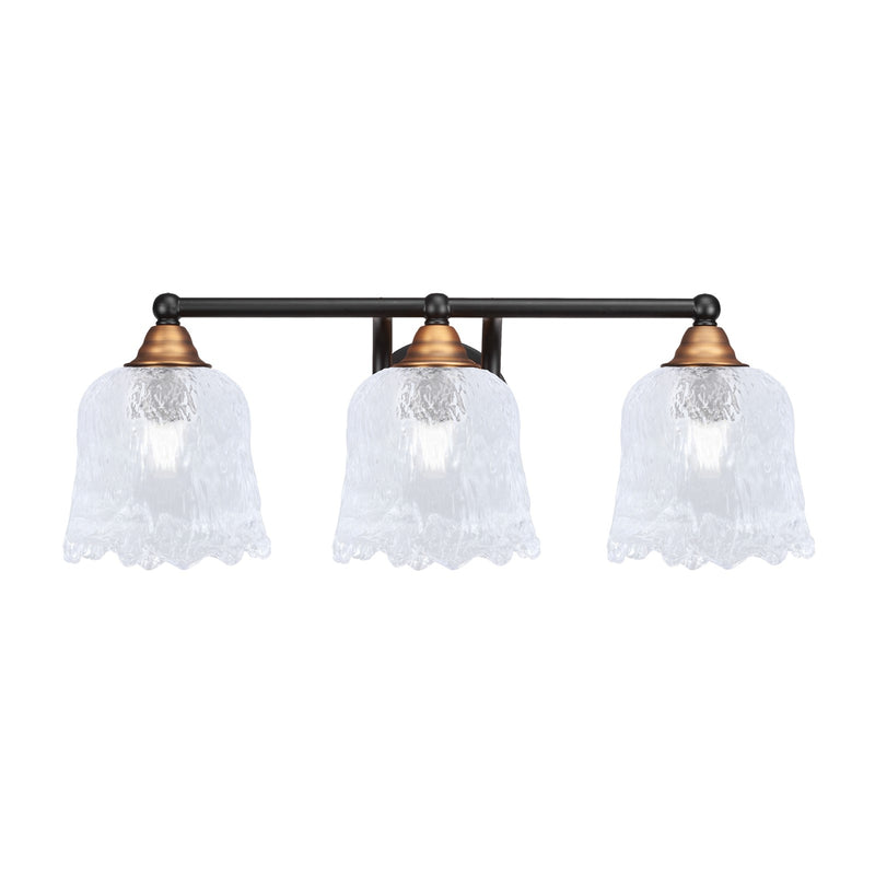 Toltec Paramount 3-Light Bath Bar | Modern Matte Black & Brass with Clear Lava Glass | Bathroom Vanity & Powder Room | 8 x 8.75 in | Model 3423-MBBR-4230