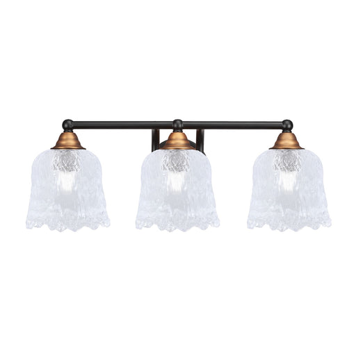 Toltec Paramount 3-Light Bath Bar | Modern Matte Black & Brass with Clear Lava Glass | Bathroom Vanity & Powder Room | 8 x 8.75 in | Model 3423-MBBR-4230
