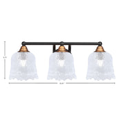 Toltec Paramount 3-Light Bath Bar | Modern Matte Black & Brass with Clear Lava Glass | Bathroom Vanity & Powder Room | 8 x 8.75 in | Model 3423-MBBR-4230