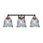 Toltec Paramount 3-Light Bath Bar | Modern Matte Black & Brass with Smoke Lava Glass | Bathroom Vanity & Powder Room | 8 x 8.75 in | Model 3423-MBBR-4232