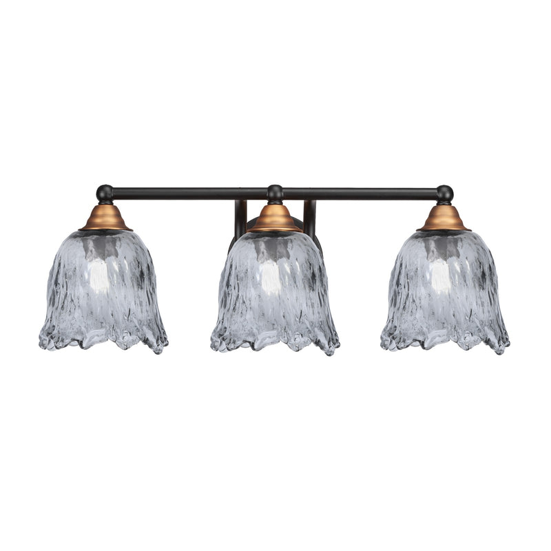 Toltec Paramount 3-Light Bath Bar | Modern Matte Black & Brass with Smoke Lava Glass | Bathroom Vanity & Powder Room | 8 x 8.75 in | Model 3423-MBBR-4232