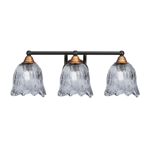 Toltec Paramount 3-Light Bath Bar | Modern Matte Black & Brass with Smoke Lava Glass | Bathroom Vanity & Powder Room | 8 x 8.75 in | Model 3423-MBBR-4232