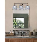 Toltec Paramount 3-Light Bath Bar | Modern Matte Black & Brass with Smoke Lava Glass | Bathroom Vanity & Powder Room | 8 x 8.75 in | Model 3423-MBBR-4232