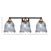 Toltec Paramount 3-Light Bath Bar | Modern Matte Black & Brass with Smoke Lava Glass | Bathroom Vanity & Powder Room | 8 x 8.75 in | Model 3423-MBBR-4232