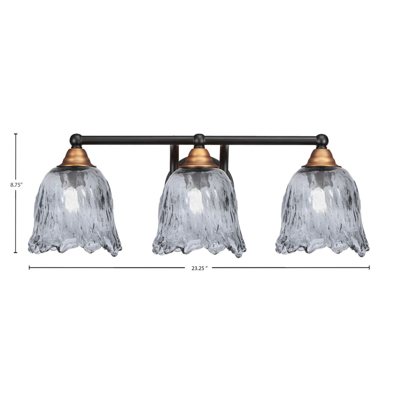 Toltec Paramount 3-Light Bath Bar | Modern Matte Black & Brass with Smoke Lava Glass | Bathroom Vanity & Powder Room | 8 x 8.75 in | Model 3423-MBBR-4232