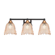 Toltec Paramount 3-Light Bath Bar | Modern Matte Black & Brass with Amber Lava Glass | Bathroom Vanity & Powder Room | 8 x 8.75 in | Model 3423-MBBR-4233