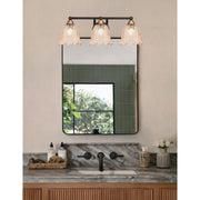 Toltec Paramount 3-Light Bath Bar | Modern Matte Black & Brass with Amber Lava Glass | Bathroom Vanity & Powder Room | 8 x 8.75 in | Model 3423-MBBR-4233
