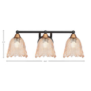 Toltec Paramount 3-Light Bath Bar | Modern Matte Black & Brass with Amber Lava Glass | Bathroom Vanity & Powder Room | 8 x 8.75 in | Model 3423-MBBR-4233