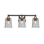 Toltec Paramount 3-Light Bath Bar | Modern Matte Black & Brass with Smoke Bubble Glass | Bathroom Vanity & Powder Room | 7.25 x 7.75 in | Model 3423-MBBR-5032
